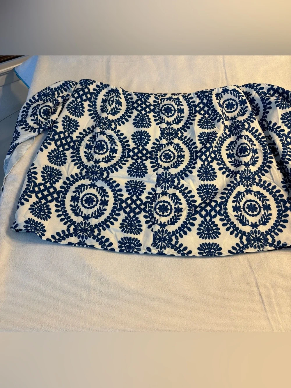 Blue and White Boho Print Knot Side Mini Skirt Size L